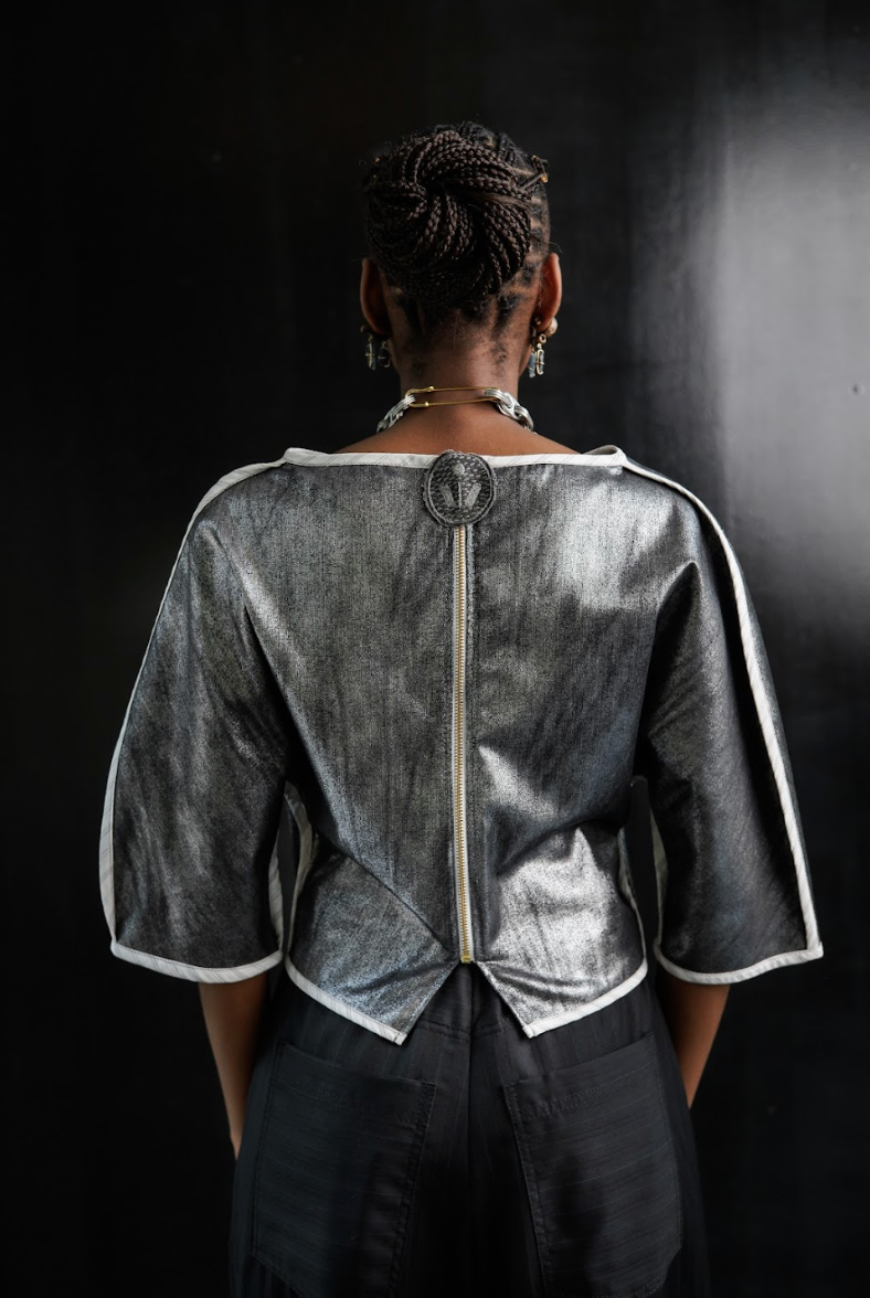 Star Dust Sculpted Top in Stretch Denim