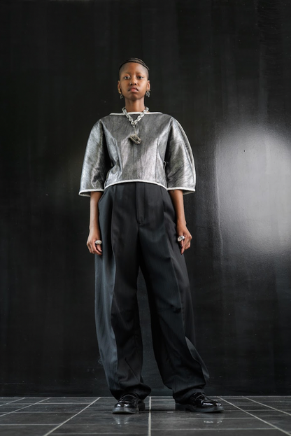 Star Dust Sculpted Top in Stretch Denim