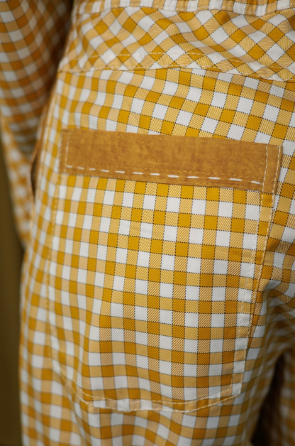 Mustard Boxelder Straight-Cut Pants in Couture Checked Cotton