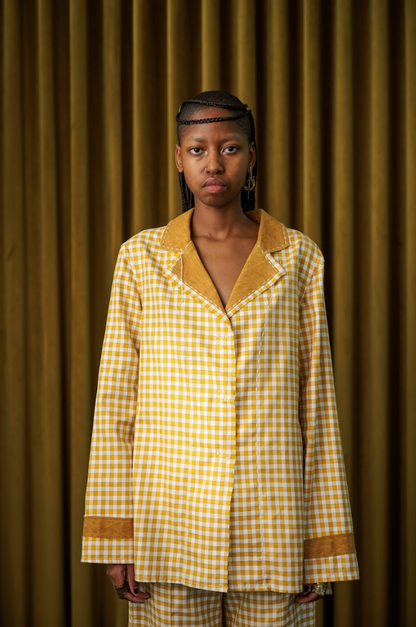 Mustard Boxelder Shirt Blazer in Couture Checked Cotton