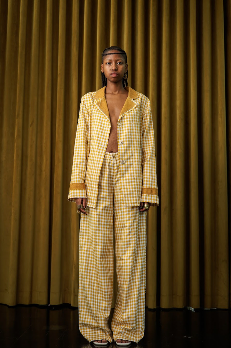 Mustard Boxelder Shirt Blazer in Couture Checked Cotton