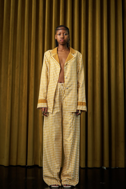 Mustard Boxelder Shirt Blazer in Couture Checked Cotton