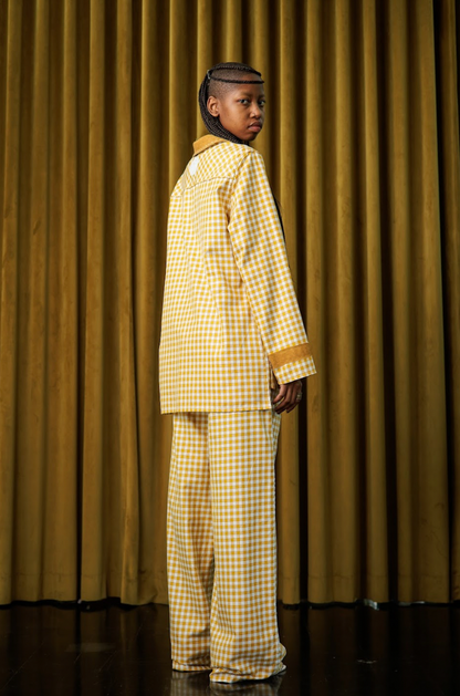 Mustard Boxelder Shirt Blazer in Couture Checked Cotton