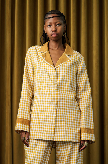 Mustard Boxelder Shirt Blazer in Couture Checked Cotton