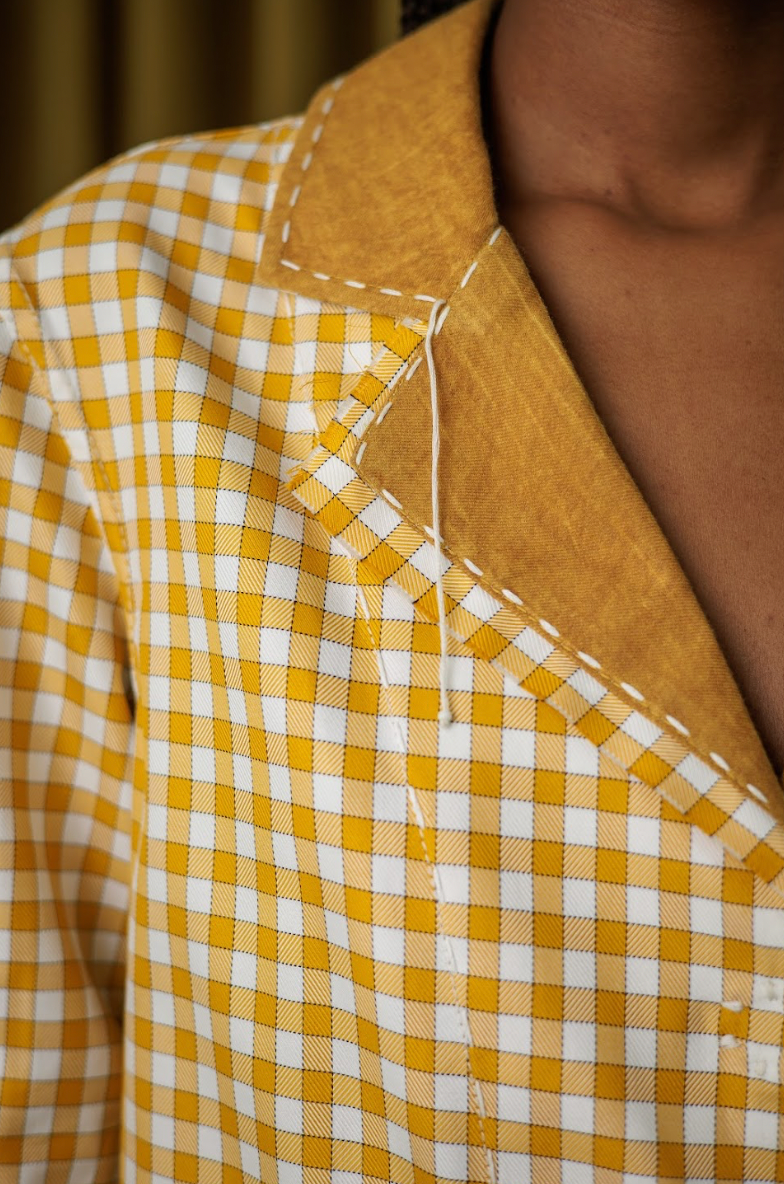 Mustard Boxelder Shirt Blazer in Couture Checked Cotton