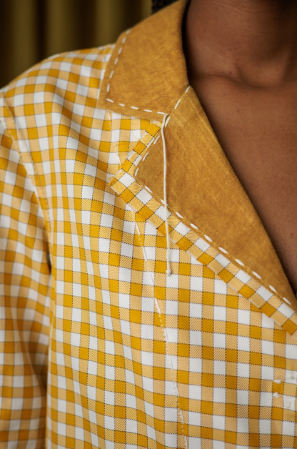 Mustard Boxelder Shirt Blazer in Couture Checked Cotton