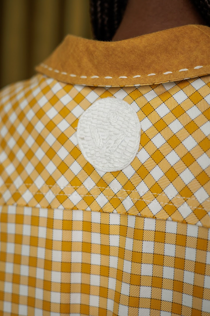 Mustard Boxelder Shirt Blazer in Couture Checked Cotton