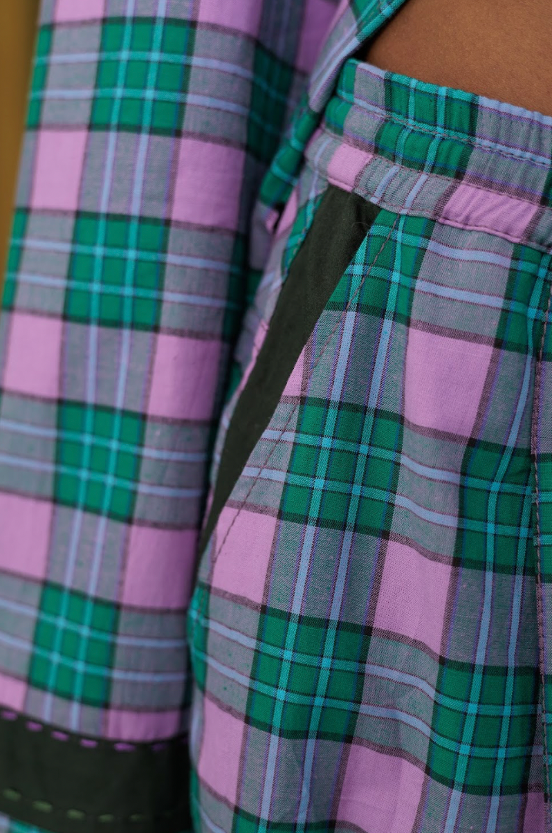 Ultraviolet Boxelder Signature Pyjama  Pants in Couture Checked Cotton