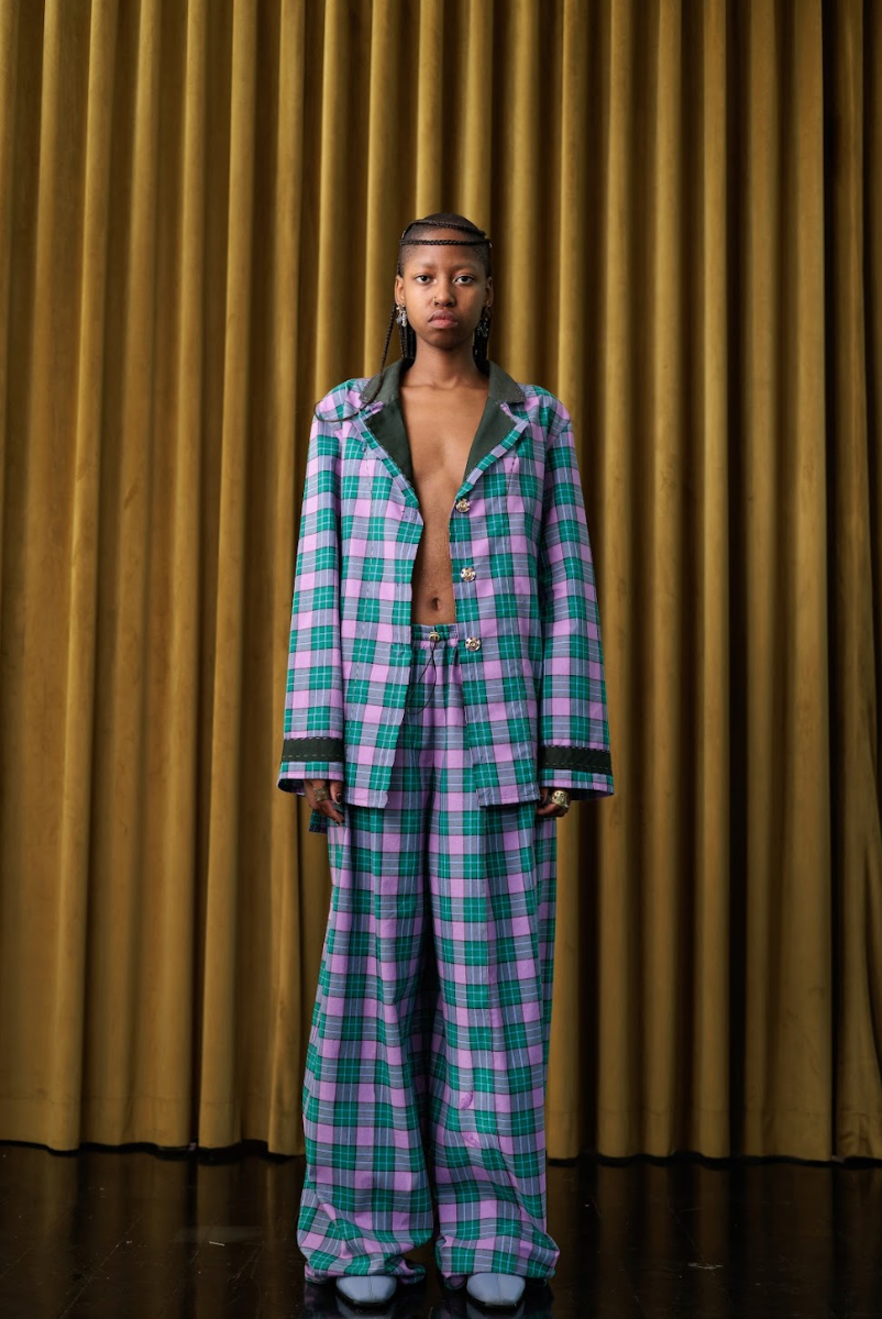 Ultraviolet Boxelder Signature Pyjama  Pants in Couture Checked Cotton