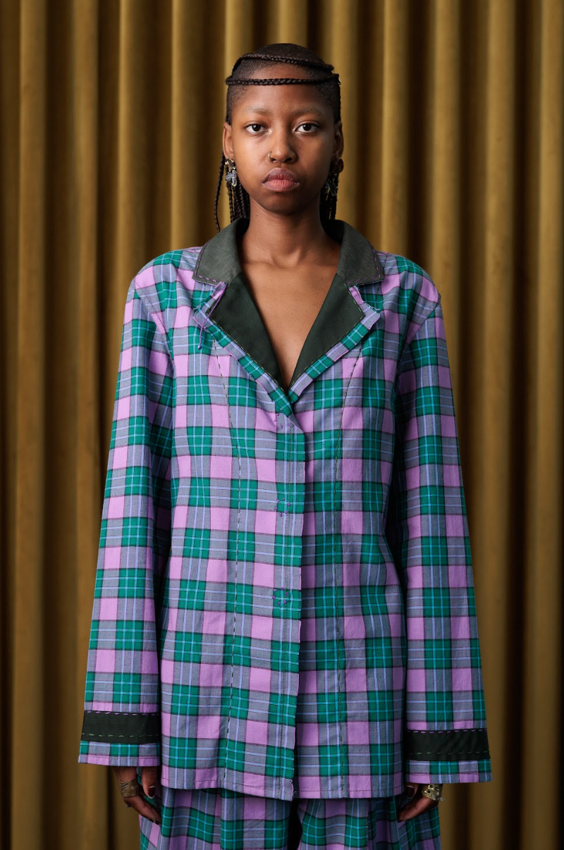 Ultraviolet Boxelder Shirt Blazer in Couture Checked Cotton