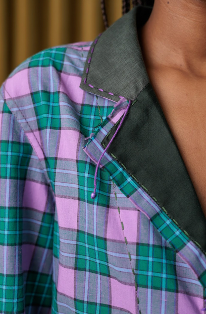 Ultraviolet Boxelder Shirt Blazer in Couture Checked Cotton