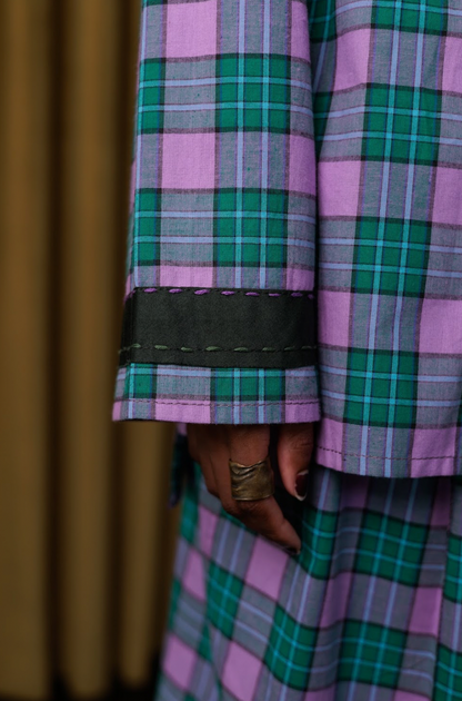 Ultraviolet Boxelder Shirt Blazer in Couture Checked Cotton