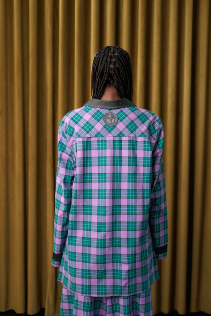 Ultraviolet Boxelder Shirt Blazer in Couture Checked Cotton