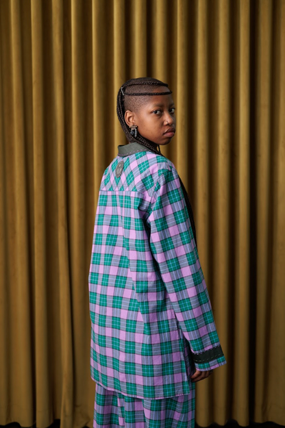 Ultraviolet Boxelder Shirt Blazer in Couture Checked Cotton