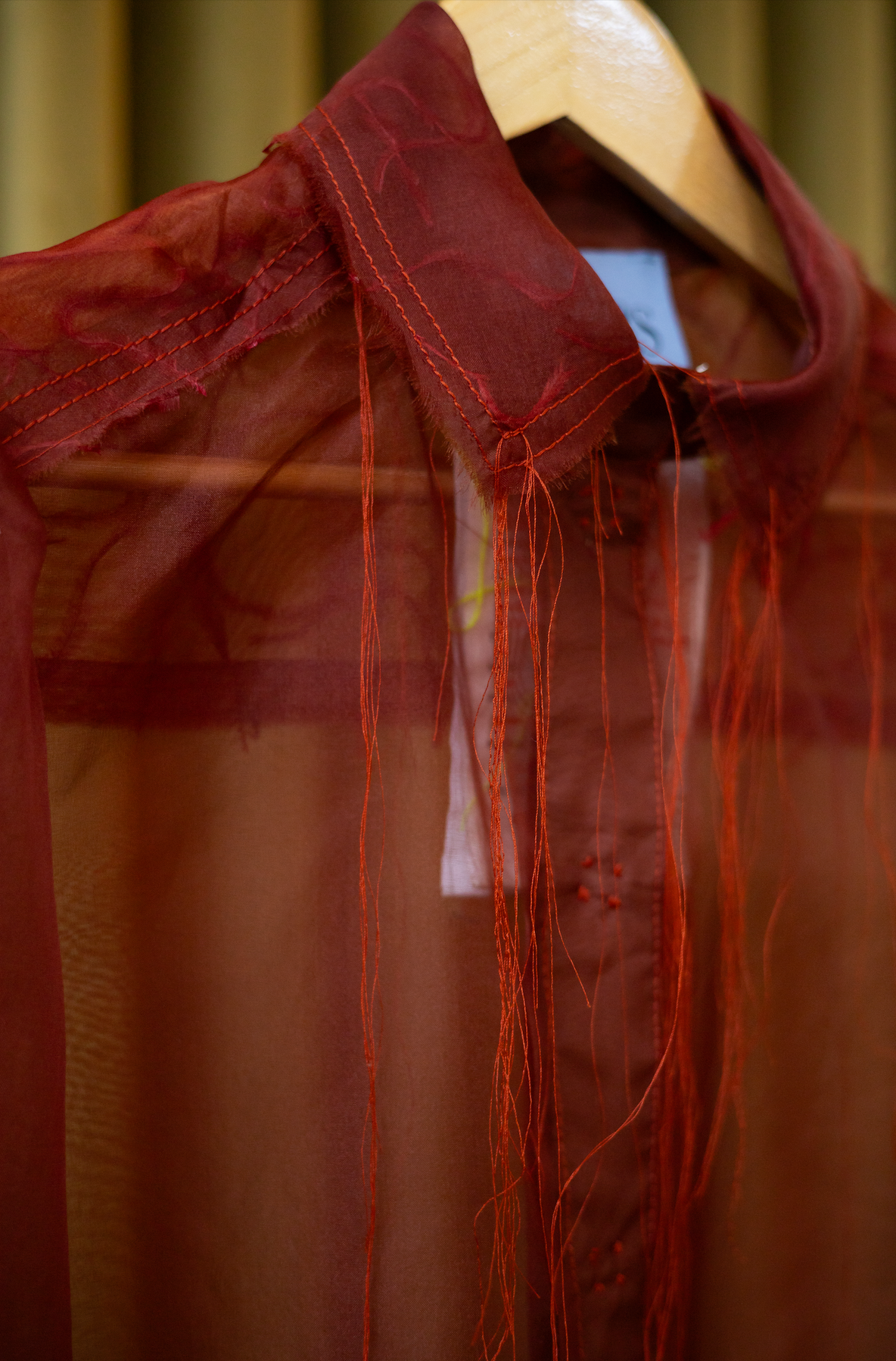 Morning Star Gathered-Sleeve Classic Shirt in Couture Silk Organza