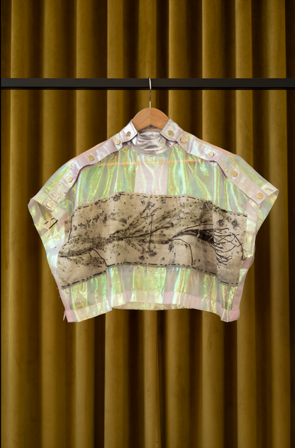 Casuarina Needles and Spearmint Gum Pink Metallic Popper T-Shirt