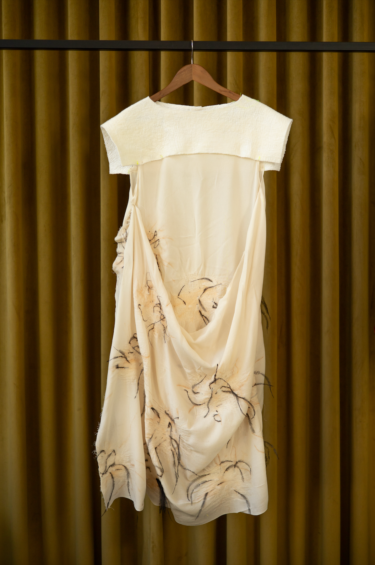 Suspiria Drape Dress Hand Felted on Silk Wool Blend