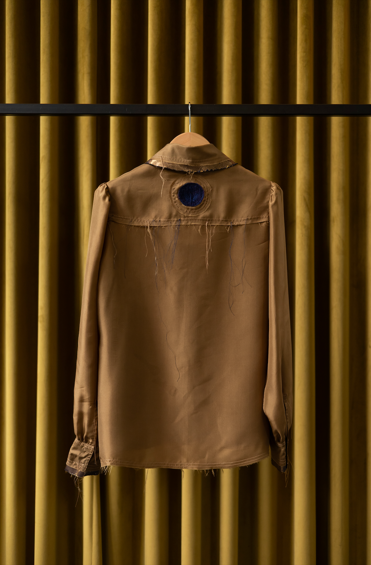 Terra Gathered-Sleeve Classic Shirt in Silk Organza