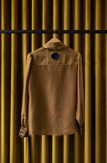 Terra Gathered-Sleeve Classic Shirt in Silk Organza