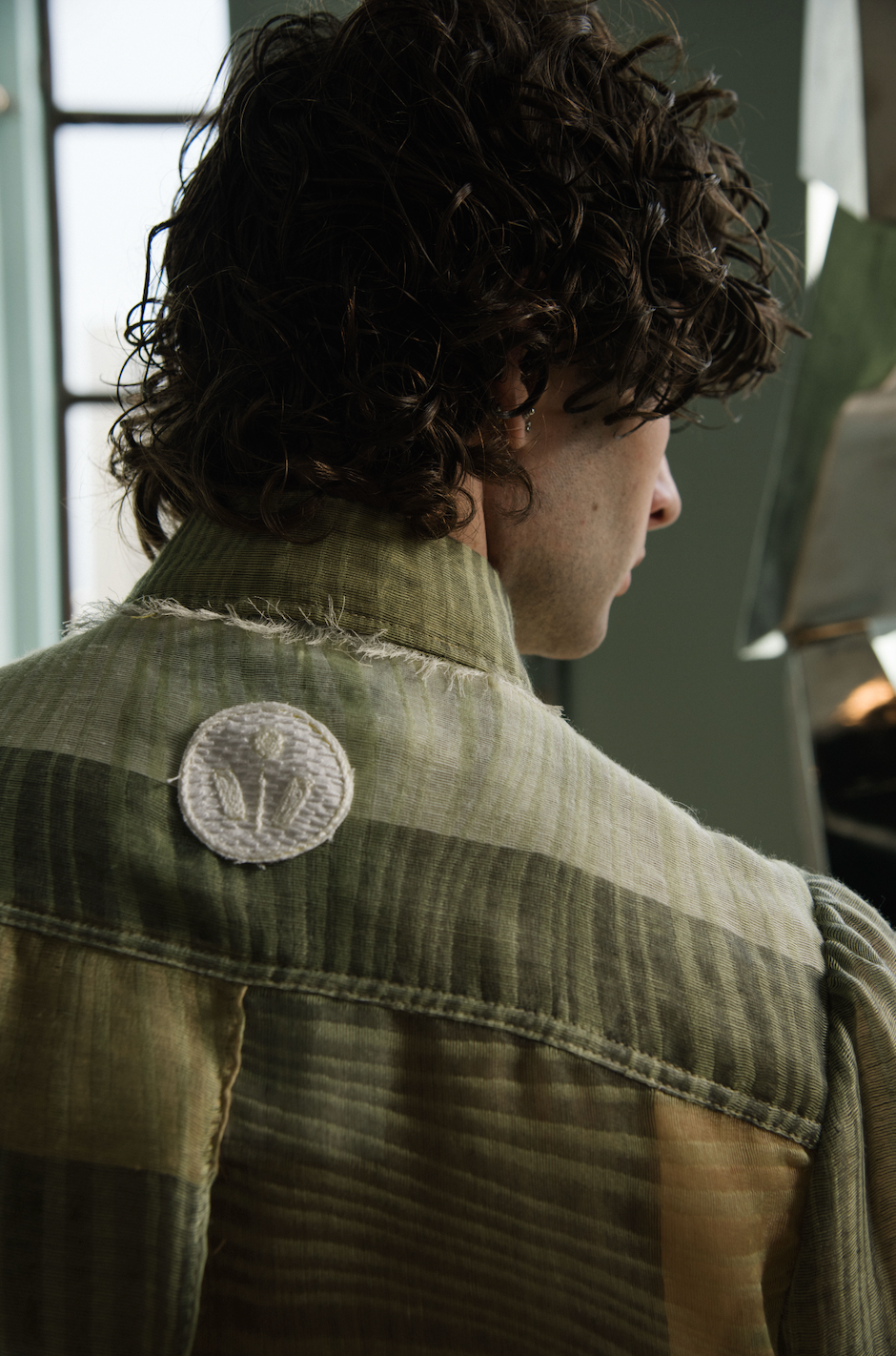 Greener Pastures Gathered-Sleeve Classic Shirt in Upcycled Nylon