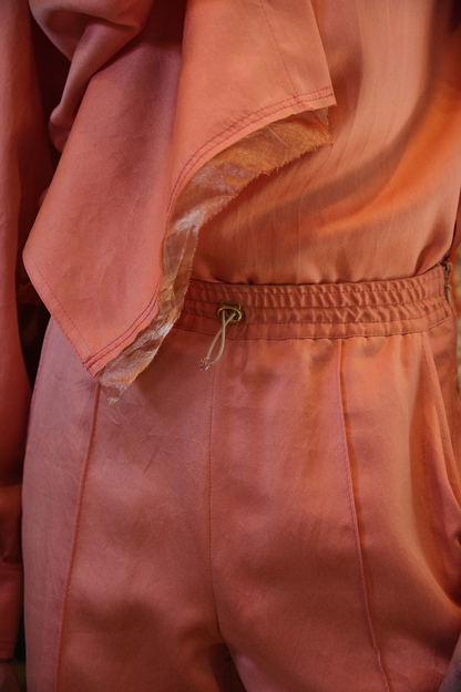 Rosy Maple Straight Cut Pants in Silk Habotai