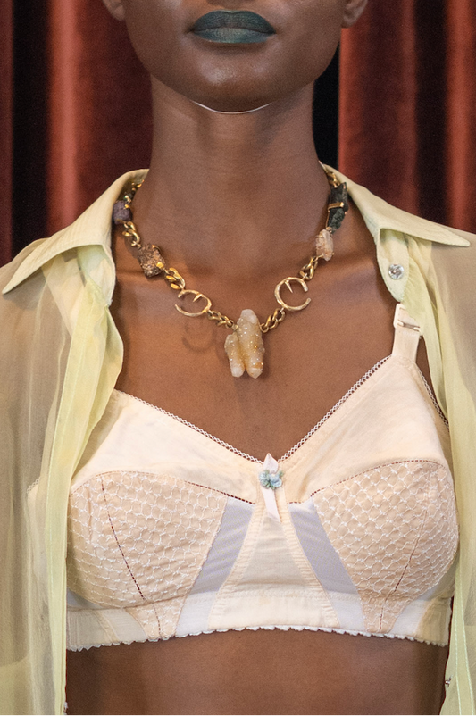 Brass and Crystal Choker Necklace