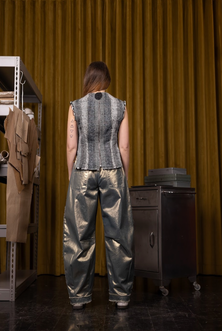 Kyanite Barrel-Leg Pants in Couture Denim
