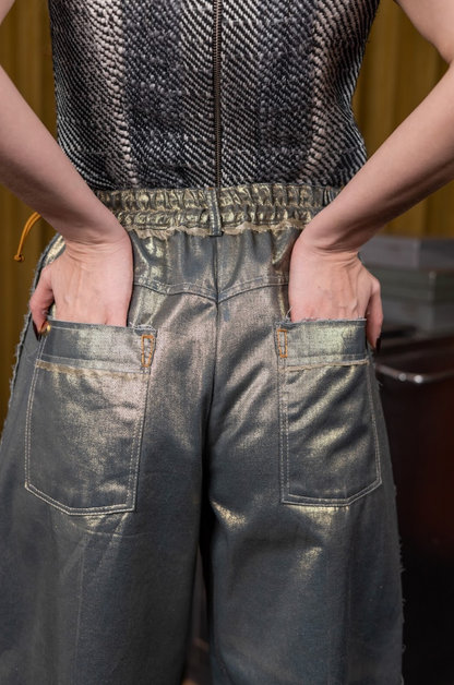 Kyanite Barrel-Leg Pants in Couture Denim