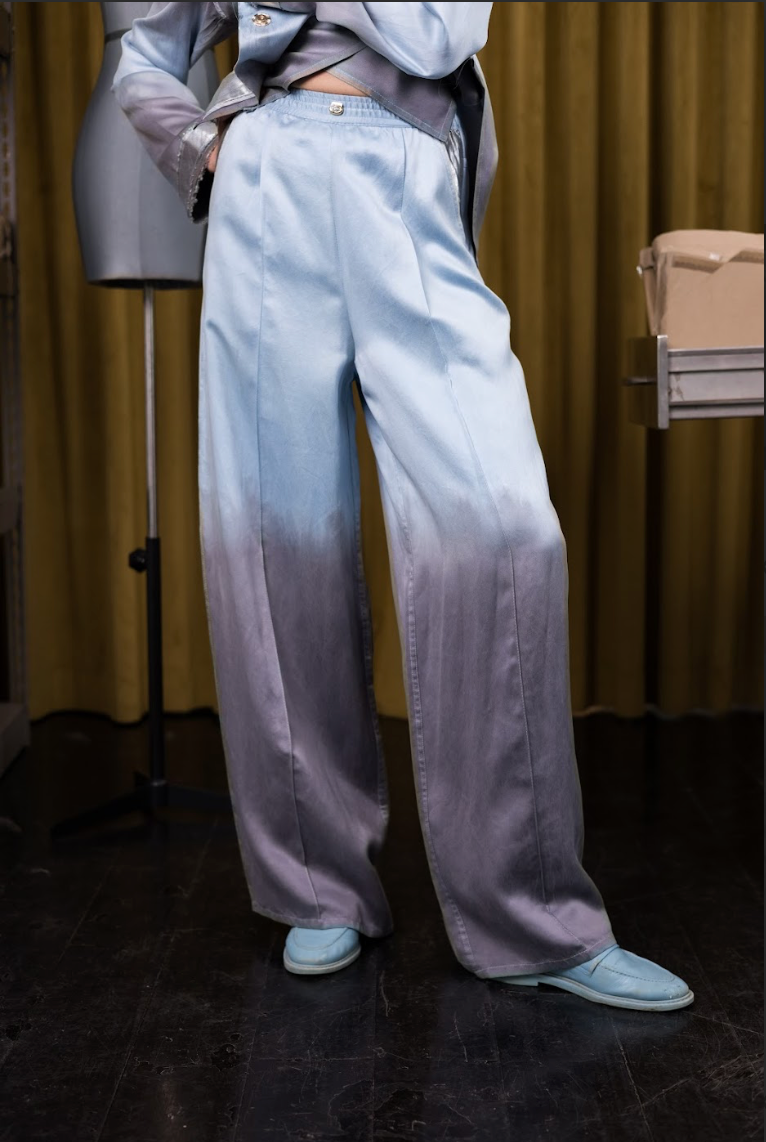 Blue Morpho Signature Pants in Silk Habotai