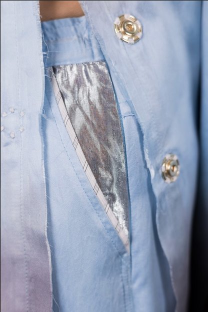 Blue Morpho Signature Pants in Silk Habotai