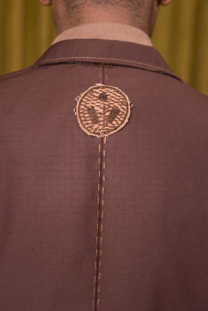 Brown Deconstructed Mens Jacket in Wool Suiting