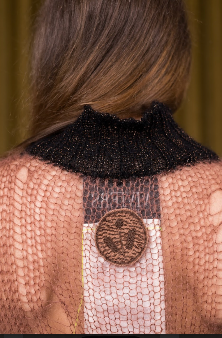 Black and Rusty Pink Artisanal Silk Mohair Turtleneck Top