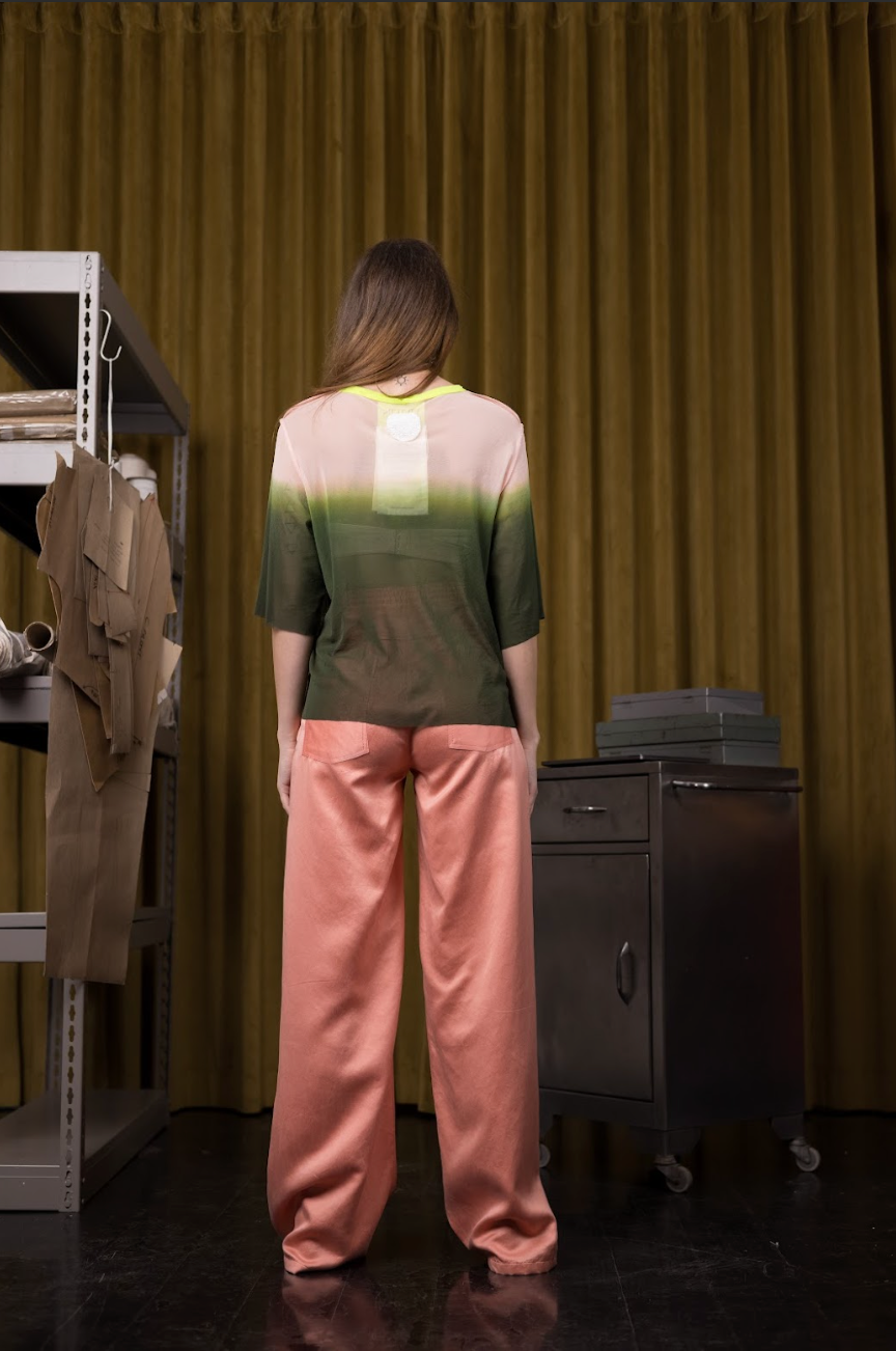 Faded Flora Dyed Stretch Mesh Top