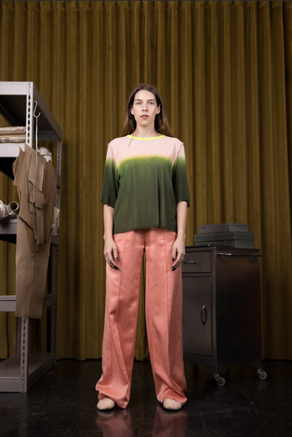 Faded Flora Dyed Stretch Mesh Top