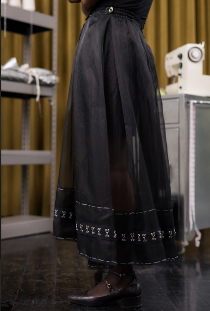 The Fold Pleated Skirt in Silk Organza