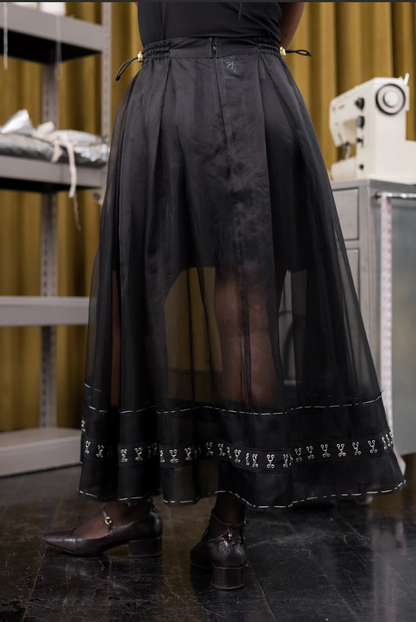 The Fold Pleated Skirt in Silk Organza