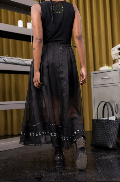 The Fold Pleated Skirt in Silk Organza