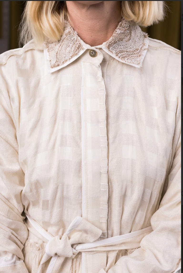 Between the Checks Ivory Utility Maxi Dress in Textured Silk