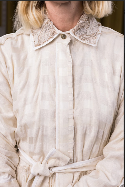 Between the Checks Ivory Utility Maxi Dress in Textured Silk