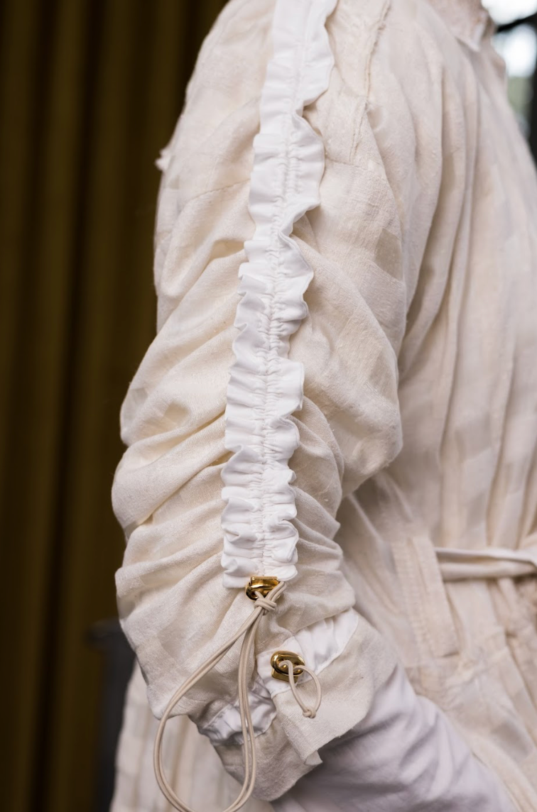 Between the Checks Ivory Utility Maxi Dress in Textured Silk