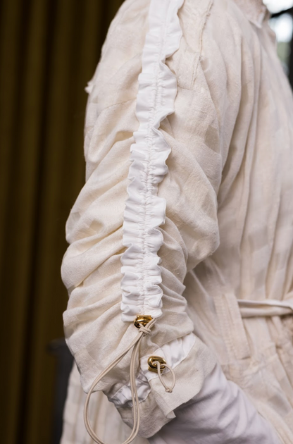 Between the Checks Ivory Utility Maxi Dress in Textured Silk