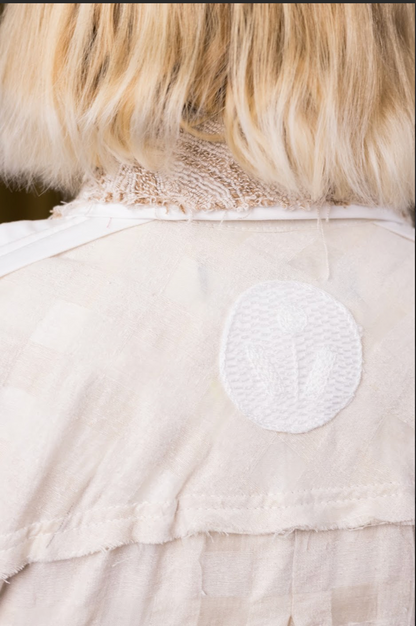 Between the Checks Ivory Utility Maxi Dress in Textured Silk