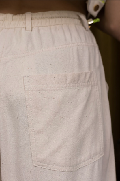 Light Weight Reclaimed Raw Rough Ecru Silk Signature Pants