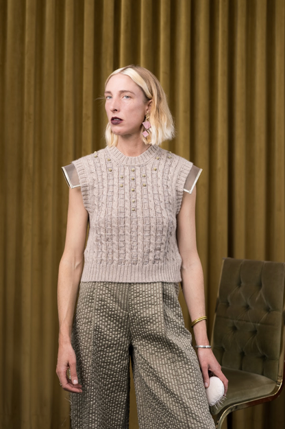 Macchiato Cable Knit Vest in Alpaca Merino Blend