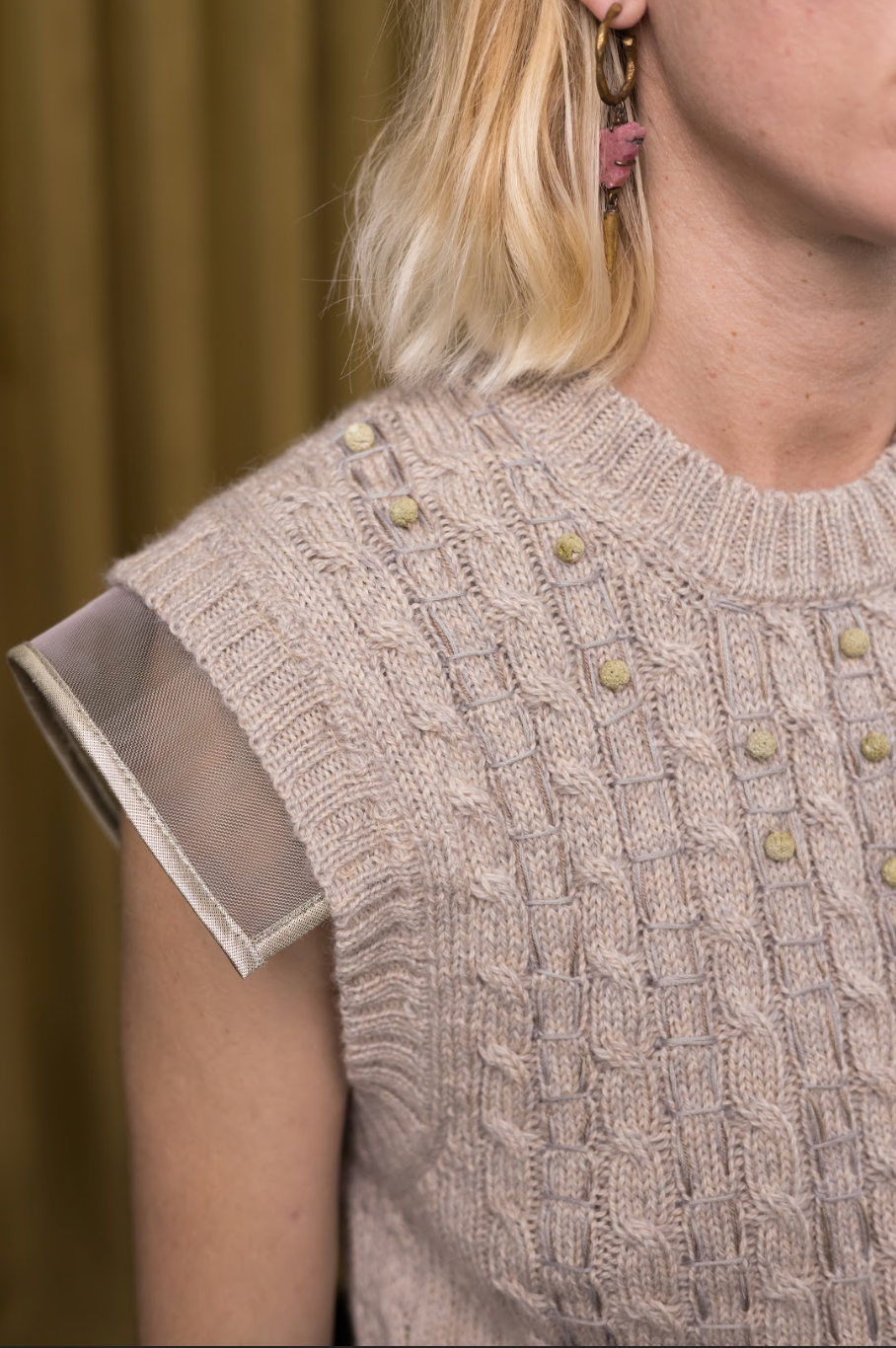 Macchiato Cable Knit Vest in Alpaca Merino Blend
