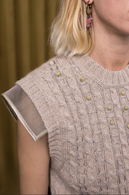 Macchiato Cable Knit Vest in Alpaca Merino Blend