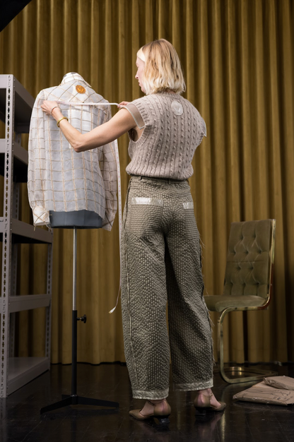 Fractured Line Signature Pants in Couture Silk Blend