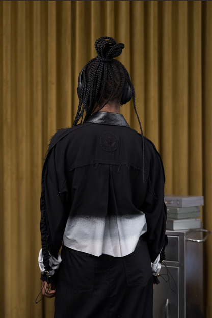 Crackle and Pop Utility Biker Shirt in Couture Viscose