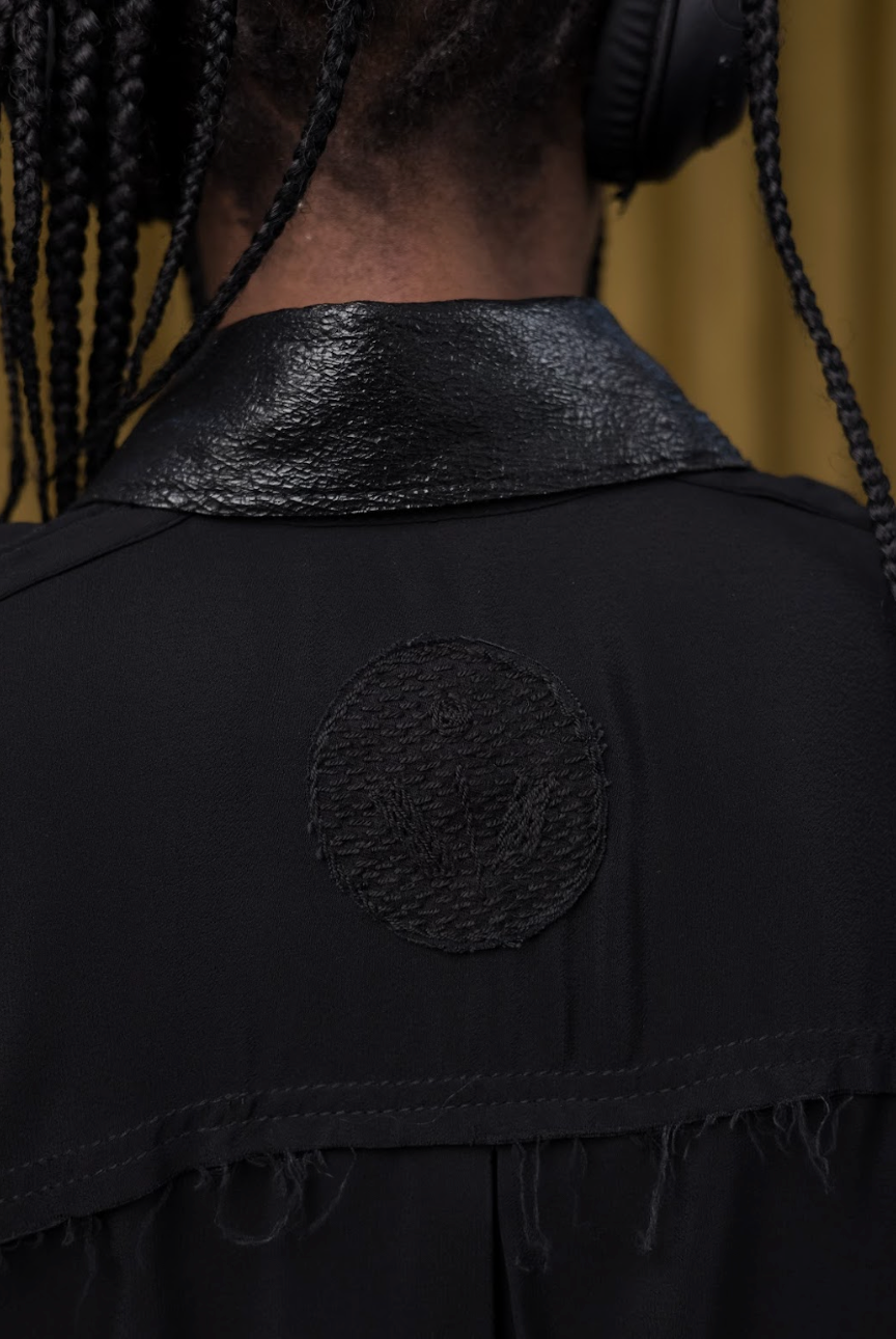 Crackle and Pop Utility Biker Shirt in Couture Viscose