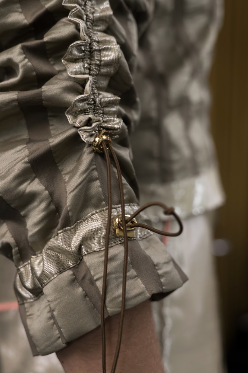 Perpendicular Planes Utility Biker Shirt in Couture Textured Silk